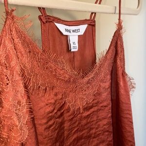 Nine West Lace Trim Cami in Rust Orange